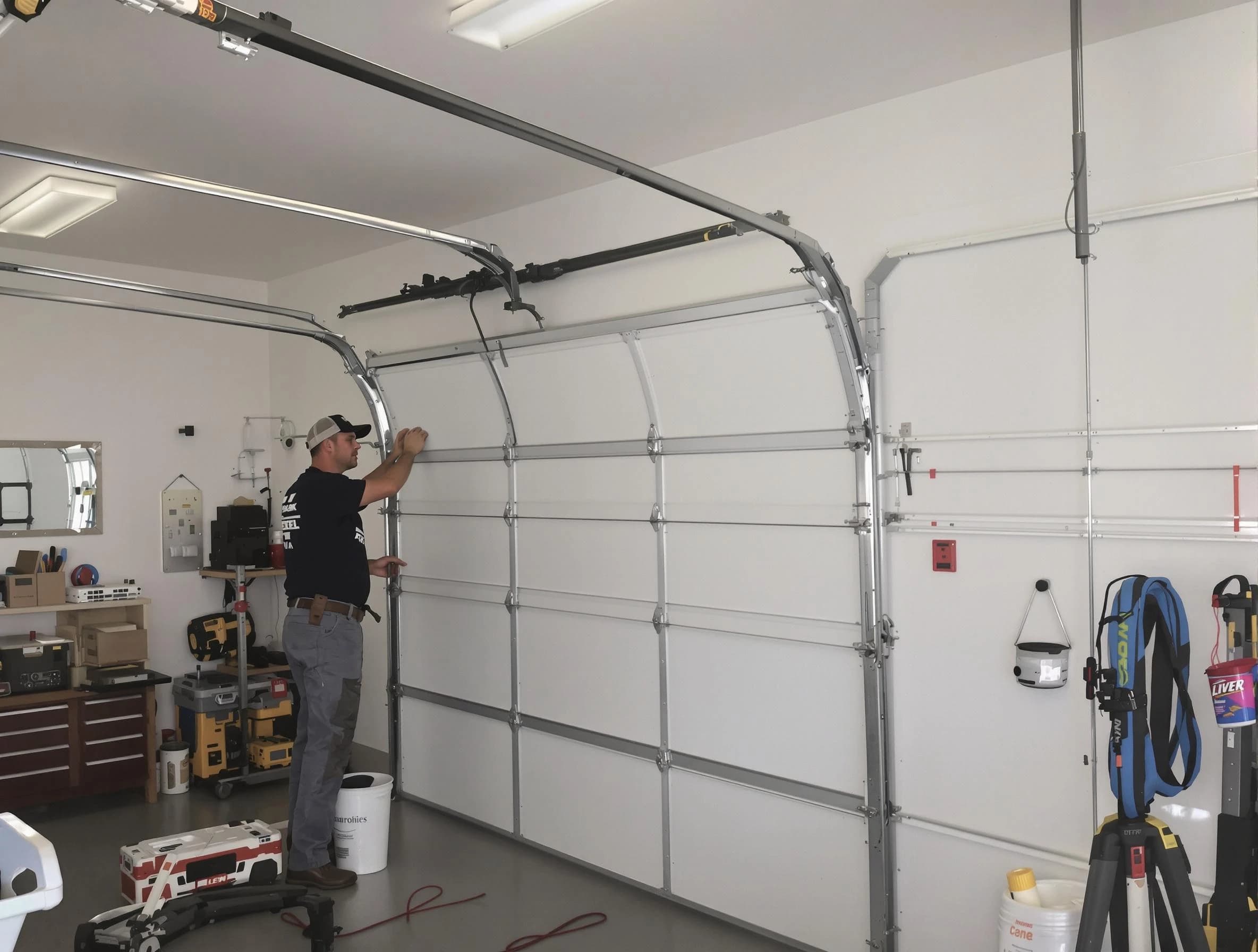 Belen Garage Door Repair team installing new garage door in Belen