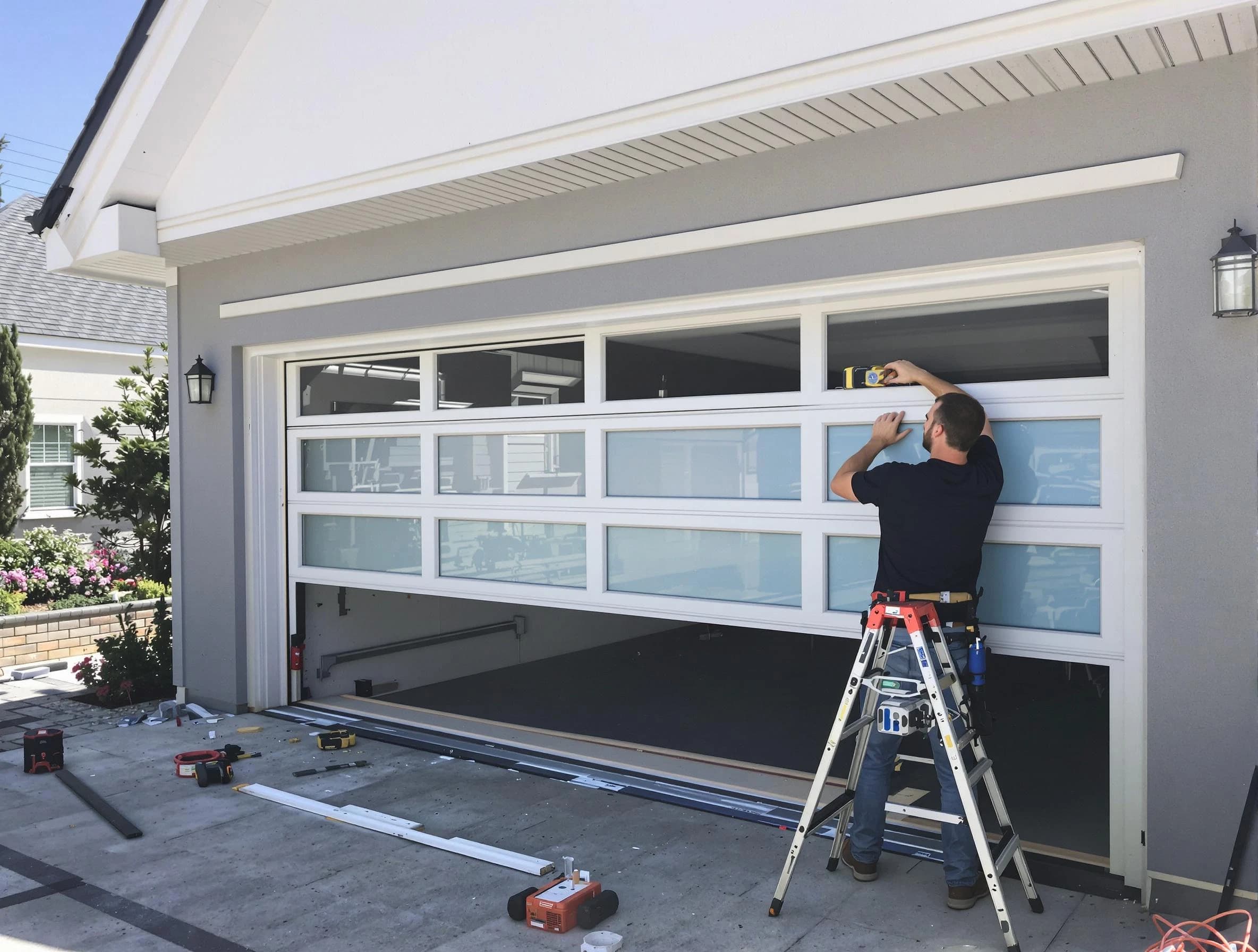 Belen Garage Door Repair team performing garage door replacement in Belen