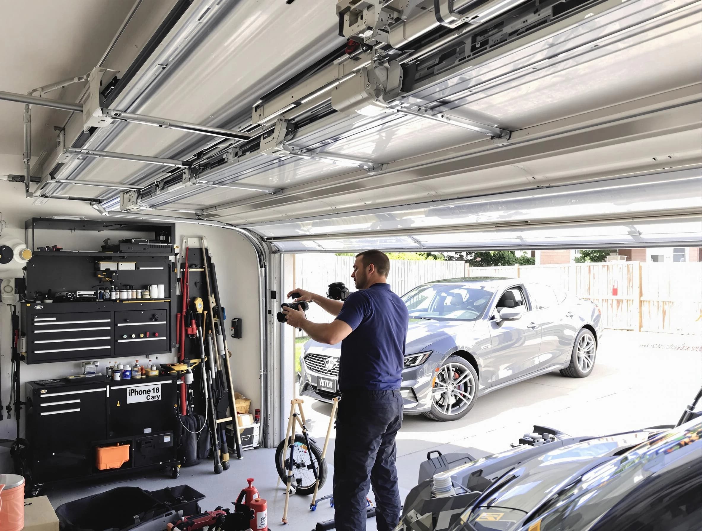 Belen Garage Door Repair technician fixing noisy garage door in Belen