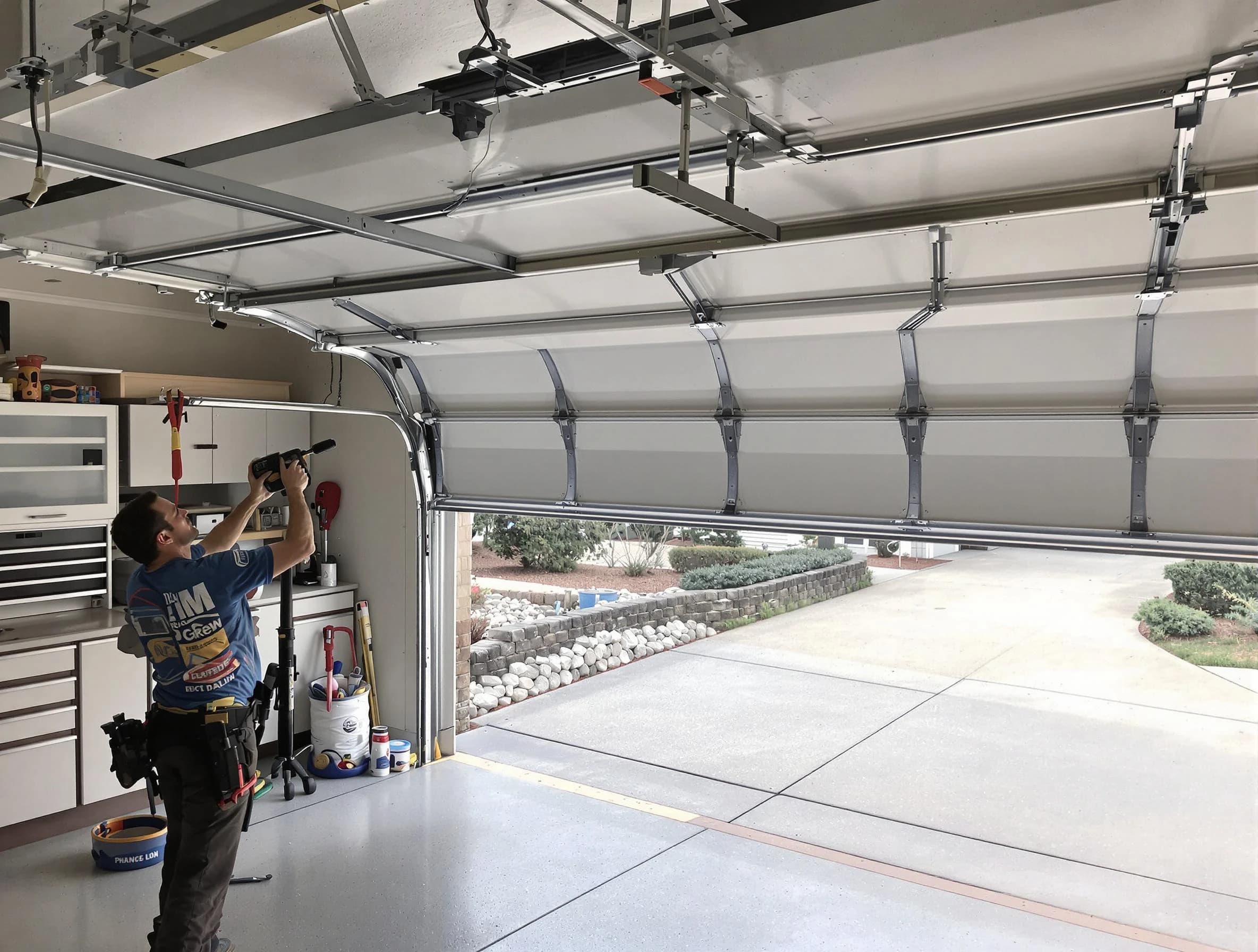 Garage door track repair service by Belen Garage Door Repair in Belen