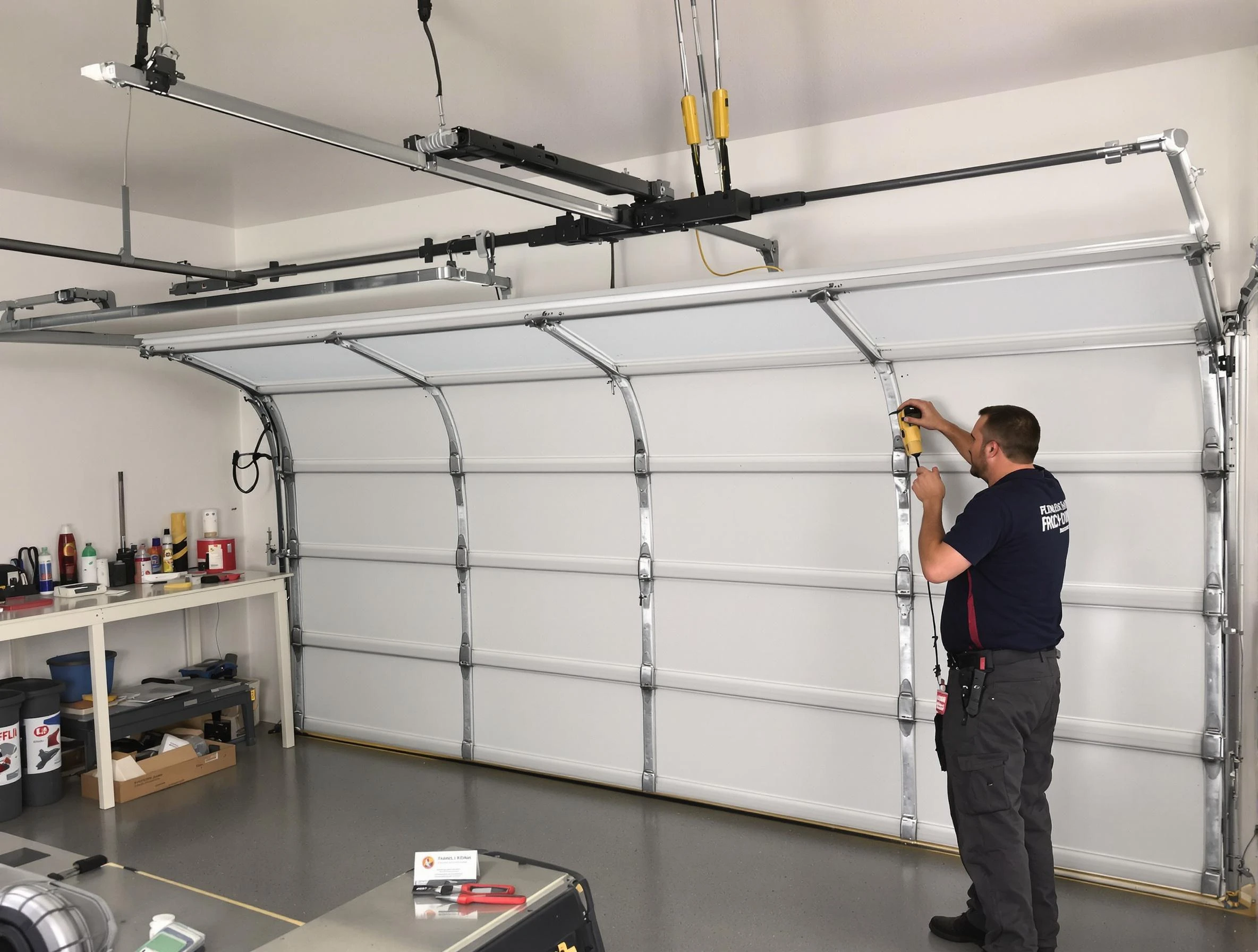 Belen Garage Door Repair certified technician performing overhead door system repair in Belen